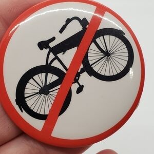 No bicycles bike clip button pin